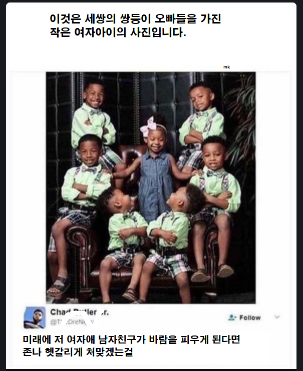 세쌍의 쌍둥이 오빠들을 가진 여자아이.png