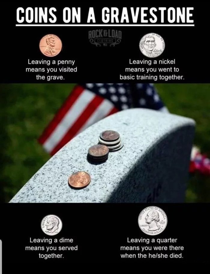 미국 군인묘비에 올려진 동전의 의미1.jpg