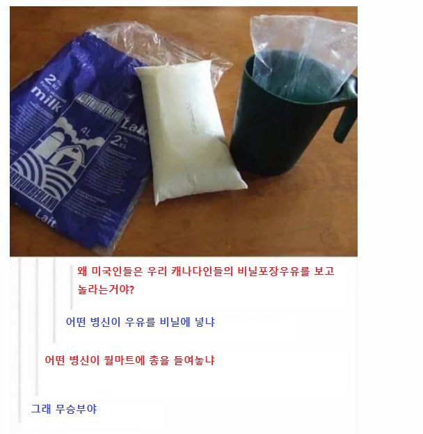 캐나다에는 비닐포장 우유가 있다.jpg